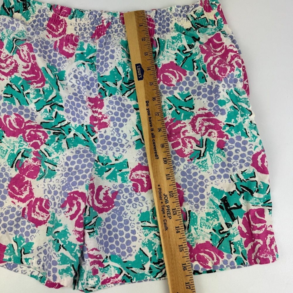 Vintage 80s Womens Size S High Waisted Floral Tropical Print Shorts Made in USA - Picture 6 of 8